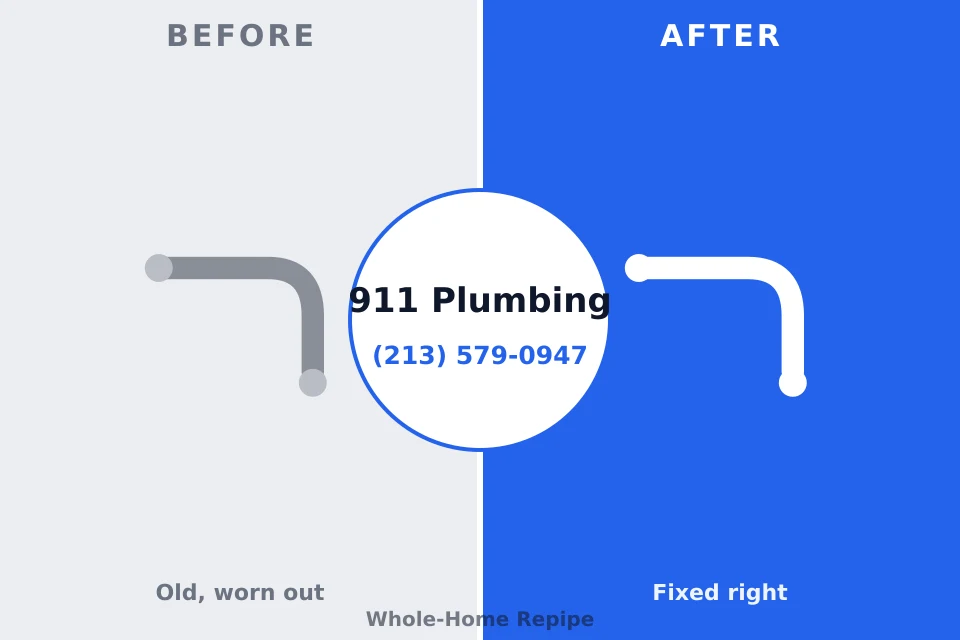 Before and after: plumbing repair Castle Pines Village, CO